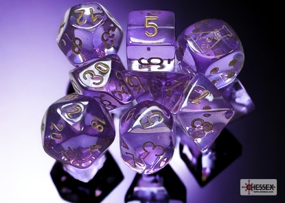 7-Die Set: Translucent Lavender/gold Polyhedral - CHX 30059